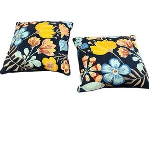 Pier 1 Floral Embroidered Throw Pillows Set of 2